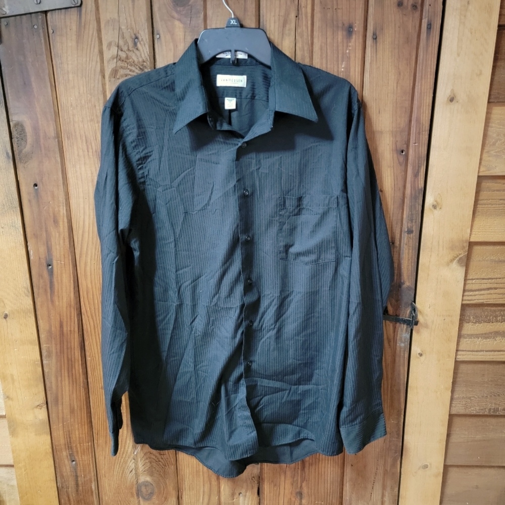 Men's Van Heusen Black Satin Stripe | 16 34/35